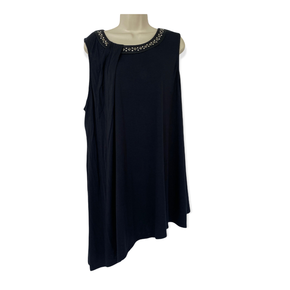 Lane Bryant Top Womens 22 24 Black Studded Asymmetric Tunic Flowy Going Out NEW